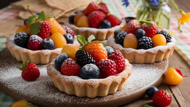 Hechas en casa deliciosas tartas de bayas rústicas de verano