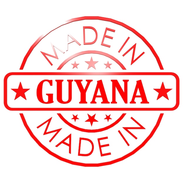 Hecho en sello rojo de Guyana