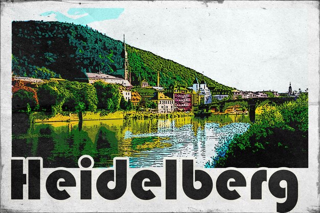 Foto heidelberg cartão postal de viagem vintage