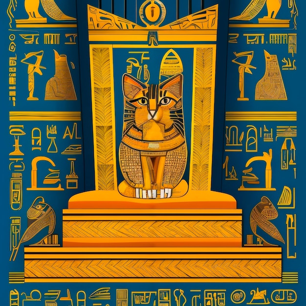 Foto heilige katze des alten ägypten illustration katzen zeichnung katzen bilder katzen cartoon pyramiden