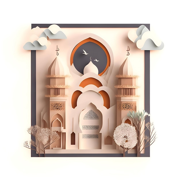 Heilige muslimische Moschee Ramadan Celebration Paper Art Style