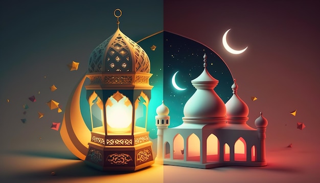 Heiliger Ramadan Kareem-Mond. Fastenmonat für Muslime. Generative KI