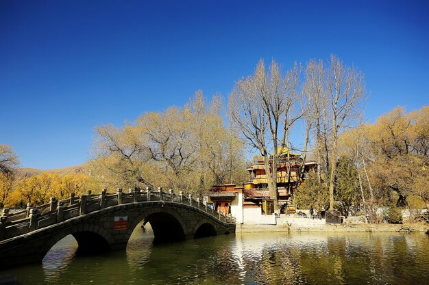 Foto heiliger see in tibet landschaft