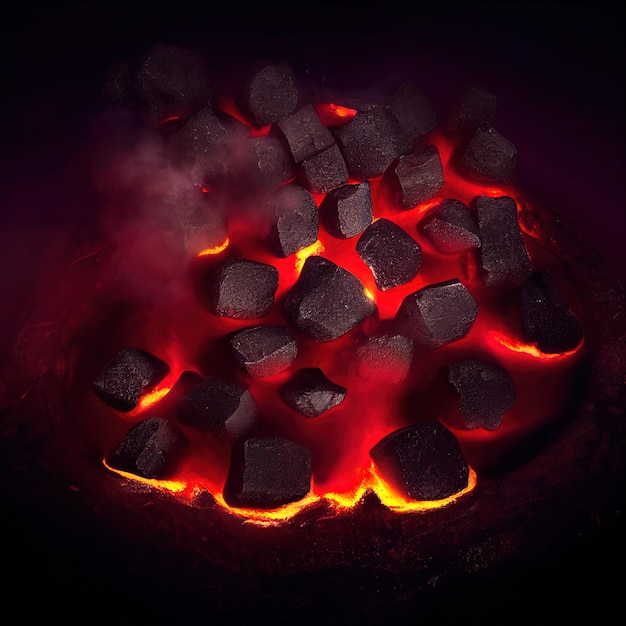 Heiß brennende Kohlen AI rendern