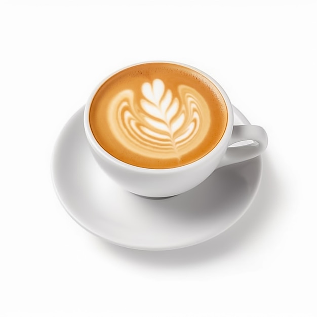 Heiße Cappuccino-Tasse auf weißem Hintergrund Ai generiert