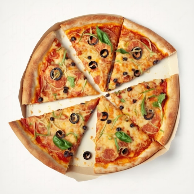 Heiße italienische Pizza isolierte Illustration Generative AI