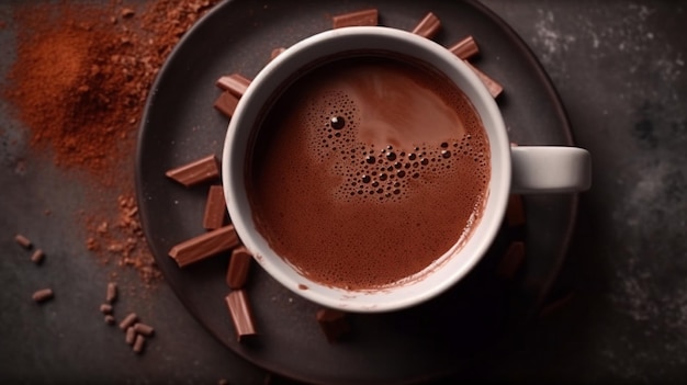 Foto heiße schokolade oder kakao in einer tasse