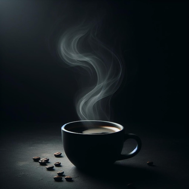Heißer Kaffee auf dunklem Hintergrund