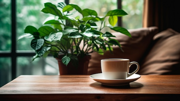 heißer Kaffee in einer Tasse auf dem Tisch Generative KI