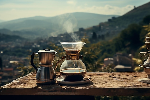 heißer Kaffee, serviert im Hochland