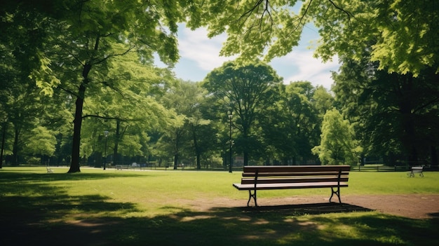 Heißer Sommer, sonniger Park, leer und ruhig