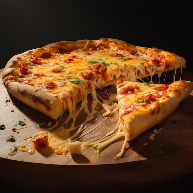 Heißes Pizzastück mit schmelzendem Käse