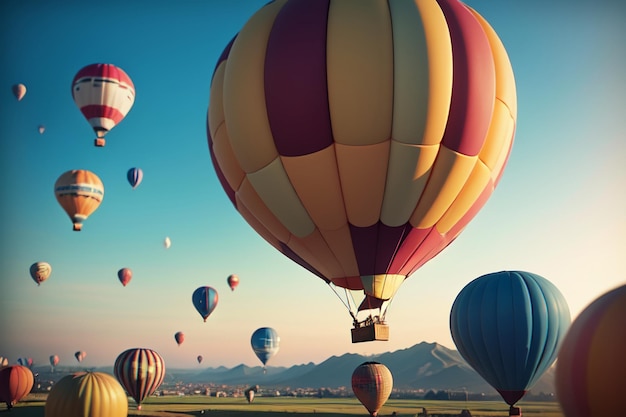 Heißluftballon fliegender Himmel Extremsport Neues Tourismusspielprojekt Hintergrundhintergrund