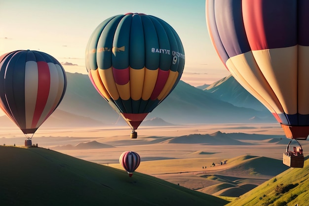 Heißluftballon fliegendes Gleitspielprojekt Extremsport-Himmelreiseprojekt-Hintergrundhintergrund