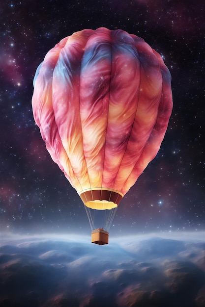 Heißluftballon im Universum Illustration erstellt mit generativen KI-Tools