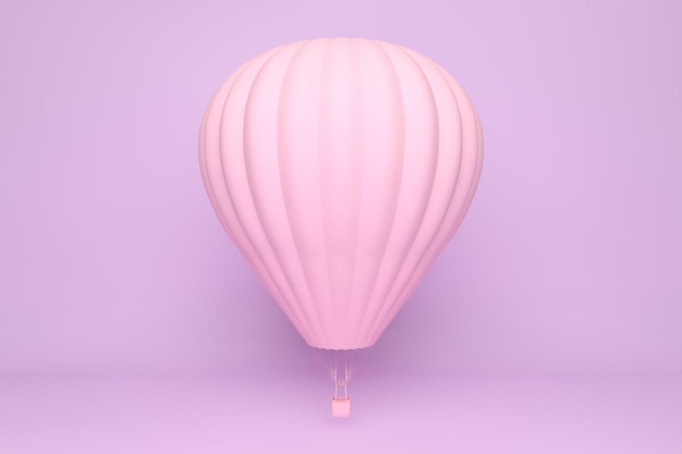 Heißluftballon isoliert auf dem violetten Hintergrund