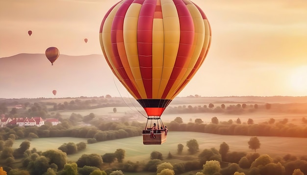 Heißluftballon landschaftlicher Blick auf die Natur im Freien schöne Kunsttapeten
