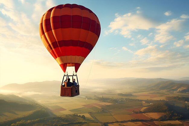 Heißluftballonfahrt über malerische Landschaft