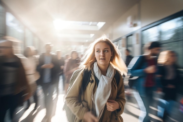 Hektische Führungskräfte verwischten Geschäftsleute in schneller Bewegung mit generativer Bewegungsunschärfe-KI