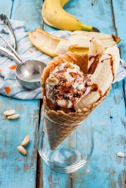 Helado de banana split