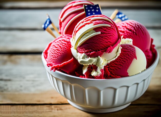 Foto helado con bandera