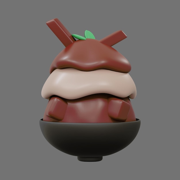 Foto helado bingsu chocolate 3d render