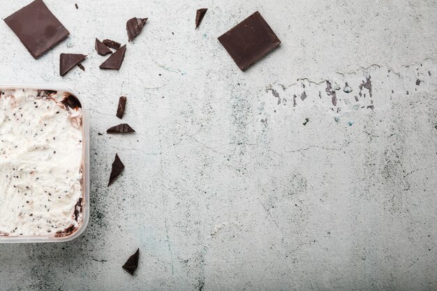 Helado Casero Con Chips De Chocolate. Postre Refrescante Para Gourmets. Stracciatella