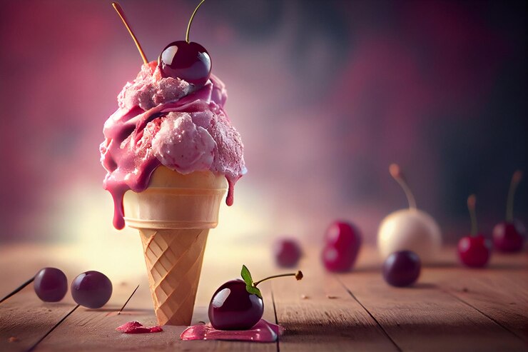 Helado de cereza y vainilla ai generador