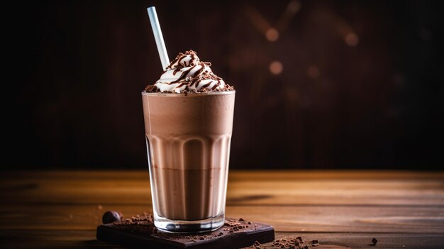 Foto un helado de chocolate con agua en la boca