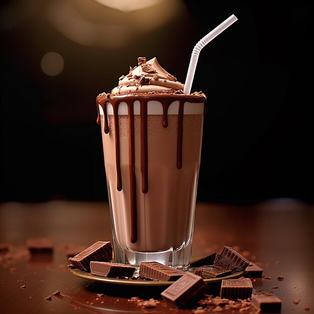 Foto un helado de chocolate con agua en la boca