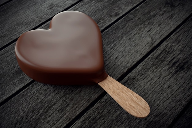 Helado de chocolate con forma de corazón