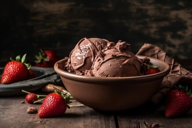 Helado de chocolate fresa Generar Ai