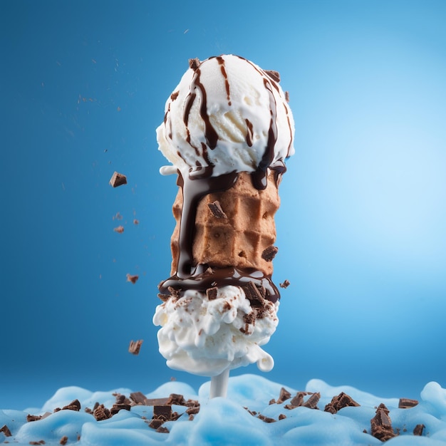 Un helado de chocolate con galletas y nata