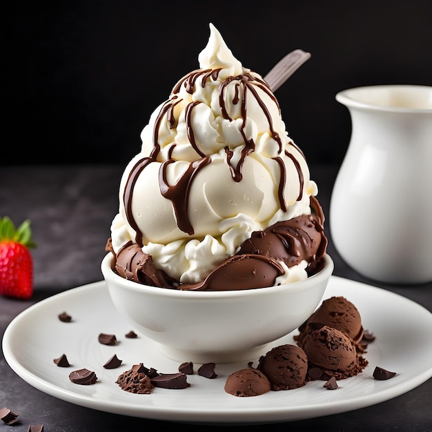 Helado de chocolate gourmet con crema batida Indulgence