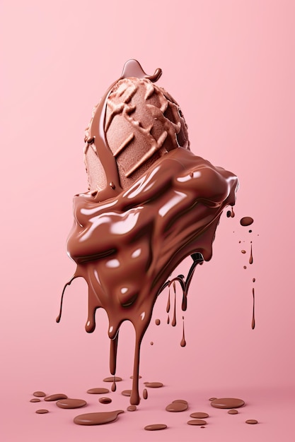 Helado de chocolate hecho a mano derritiéndose IA generativa