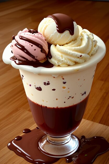 Foto helado de chocolate, pastel, té por la tarde, bocadillo, deliciosa bebida, fondo de papel tapiz.