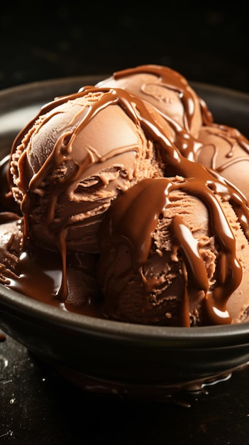 Helado de chocolate con salsa