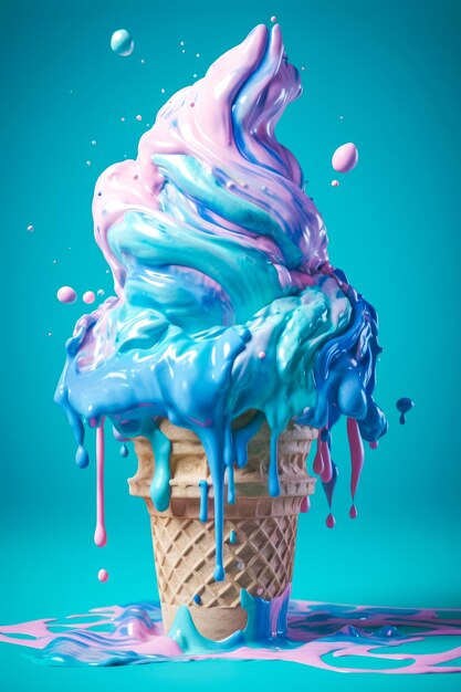 helado de colores brillantes Anuncio de una tienda de dulces o cafetería Creado utilizando Generative Ai