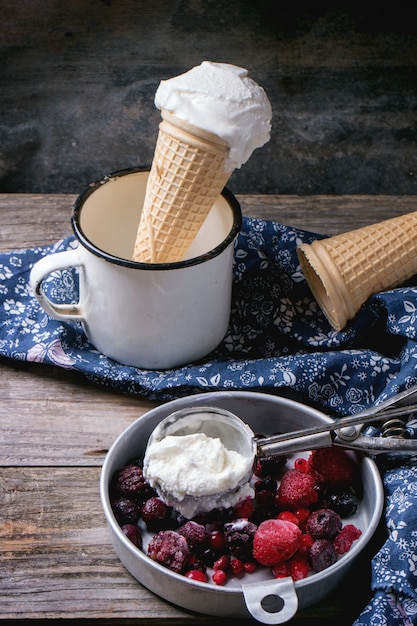 Helado en conos de oblea