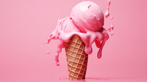 helado con un corazón rosado