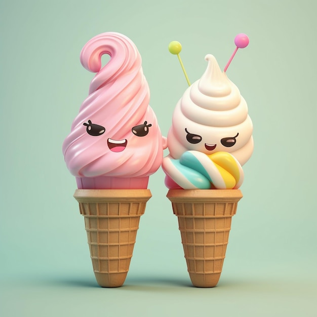 Foto helado de dibujos animados 3d