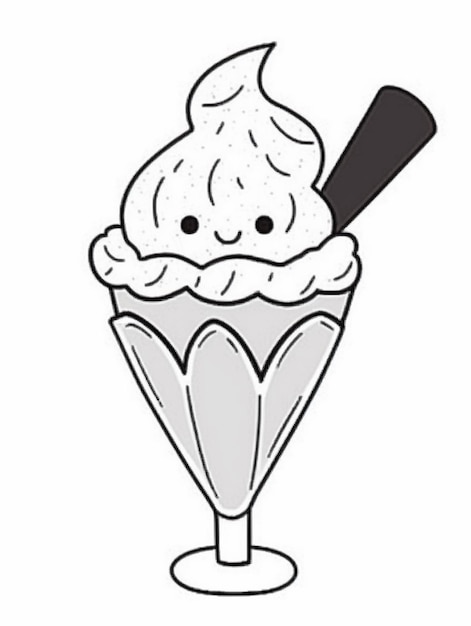 Foto un helado de dibujos animados con una cuchara en él generativo ai
