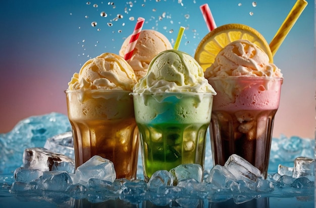 El helado flota con un toque refrescante de ginger ale gaseoso