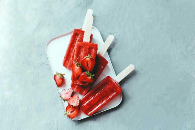 helado de fresa casero paletas