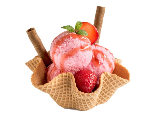 Helado con fresa