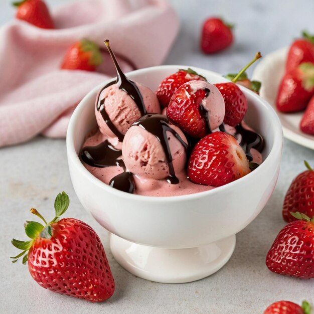 Foto helado de fresa