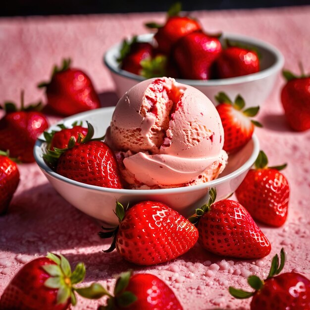 Foto helado con fresas fresas fruti y bayas postre congelado para el verano