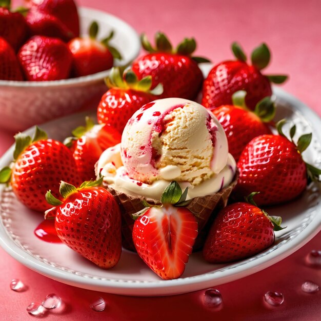 Foto helado con fresas fresas fruti y bayas postre congelado para el verano