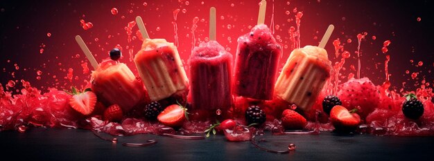 Foto helado de frutas rojas