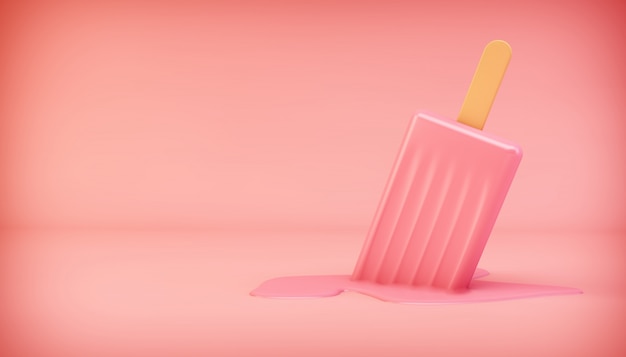 Helado de fusión rosa sobre fondo rosa